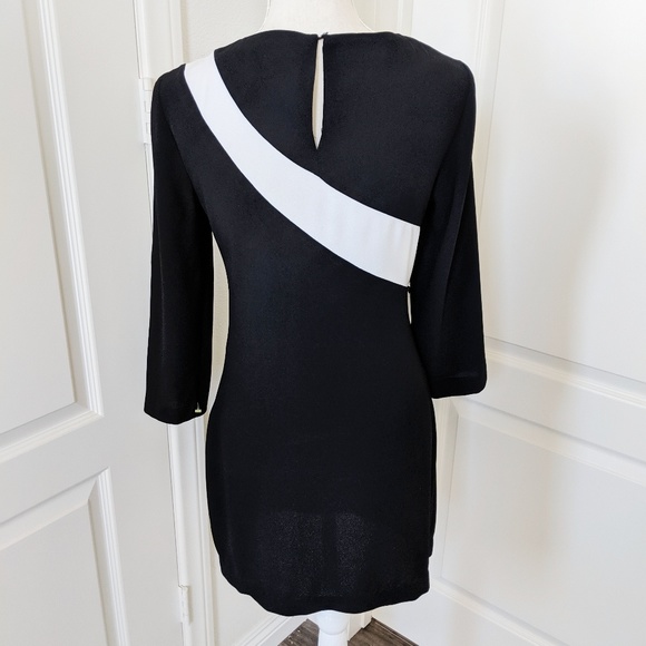 Zara Black and White Long Sleeve Dress. - Picture 3 of 7